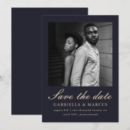 Reserve A Data Casamento De Foto Azul Elegante Salvar A Data