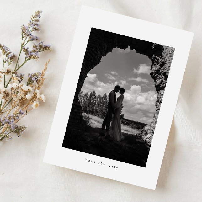 Reserve A Data Casamento de Foto Boho Rústico Preto e Branco Vint (Criador carregado)