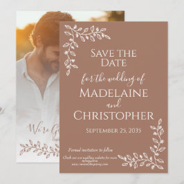 Reserve A Data Casamento de Foto Botânica Modern Boho Mocha Mouss
