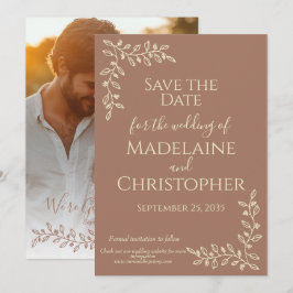Reserve A Data Casamento de Foto Botânica Modern Boho Mocha Mouss
