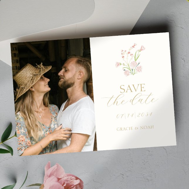 Reserve A Data Casamento de Foto Chic Blush & Ivory Wildflower (Criador carregado)