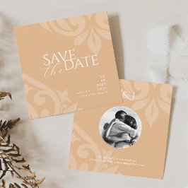 Reserve A Data Casamento de Foto Clássica Pastel Sun Damask Elega