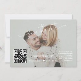 Reserve A Data Casamento de Foto Código QR de Caligrafia Verde Sa