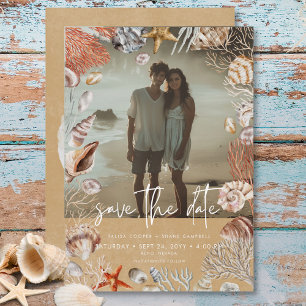 Reserve A Data Casamento de Foto com Areia Modern Beach Seashell