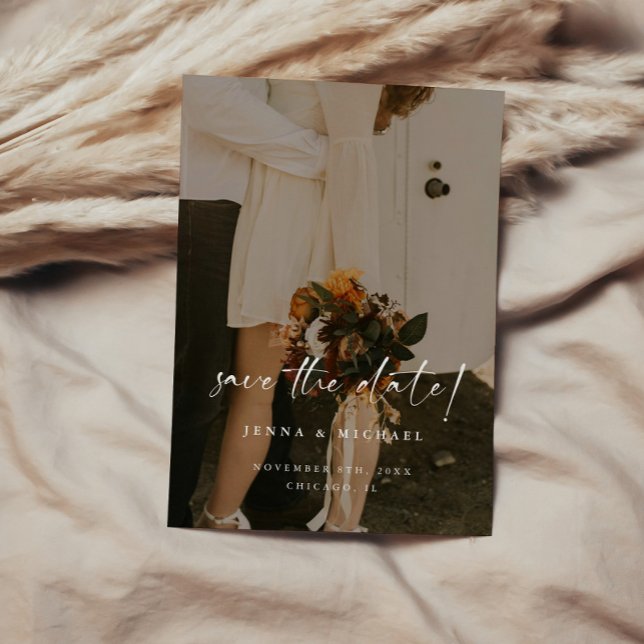Reserve A Data Casamento de Foto com Código QR em Script Bege Min (Criador carregado)