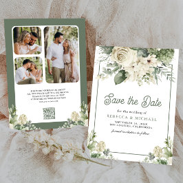Reserve A Data Casamento de Foto com Código QR Floral de Ivory Sa