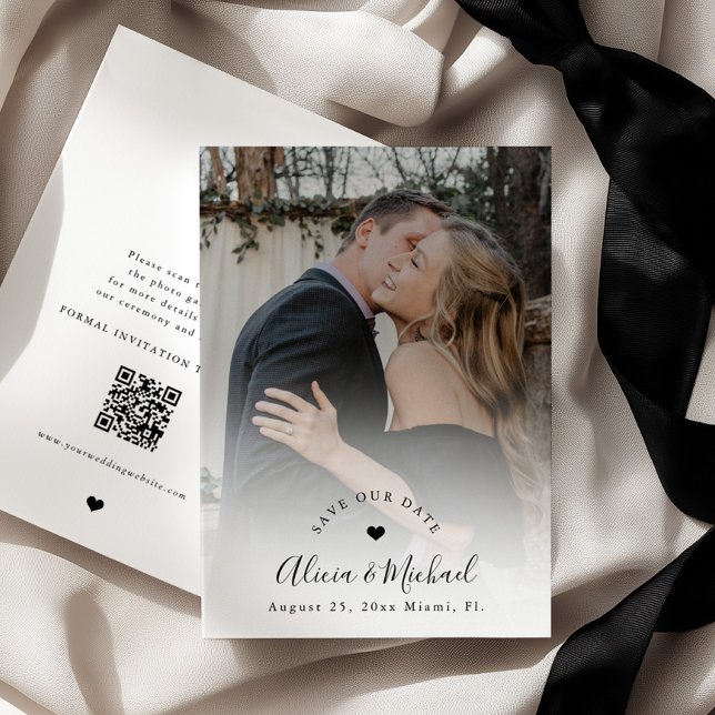 Reserve A Data Casamento de foto com código QR simples e moderno  (Criador carregado)