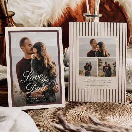 Reserve A Data Casamento de Foto com Letra Clássica em Borgonha e