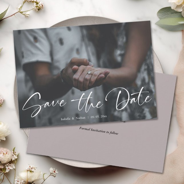 Reserve A Data Casamento de Foto com Letra Elegante (Criador carregado)