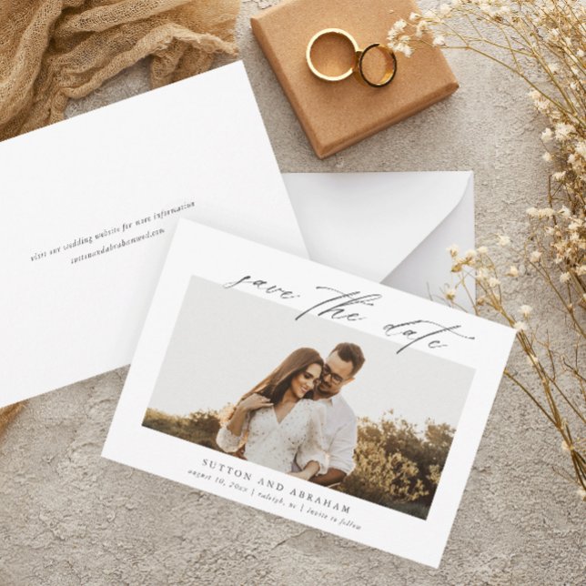 Reserve A Data Casamento de Foto com Letra Elegante (Criador carregado)
