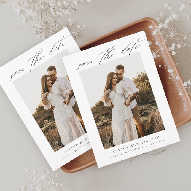 Reserve A Data Casamento de Foto com Letra Elegante (Criador carregado)