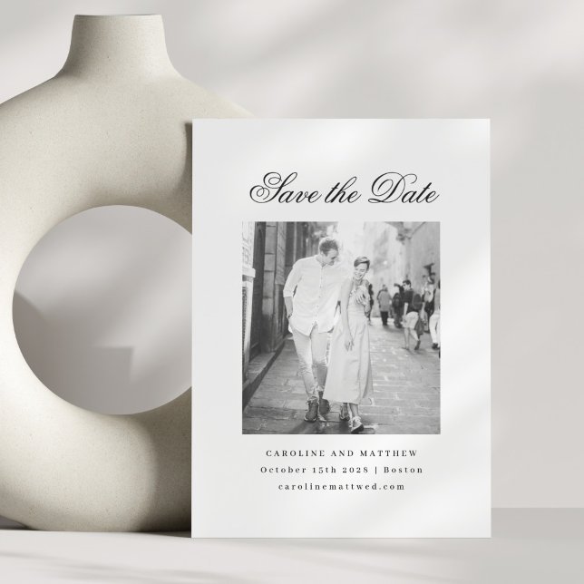 Reserve A Data Casamento de Foto com Letra Elegante Minimalista B (Criador carregado)