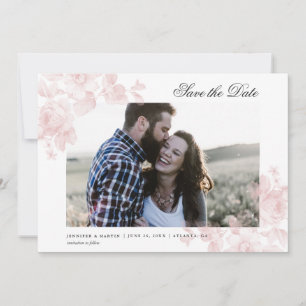 Reserve A Data Casamento de Foto com Letra Floral Elegante