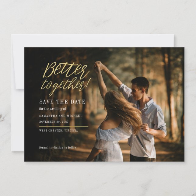 Reserve A Data Casamento de Foto com Letra Manual Melhor Juntos (Frente)