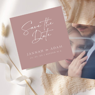 Reserve A Data Casamento de Foto com Letra Minimal Rose Gold