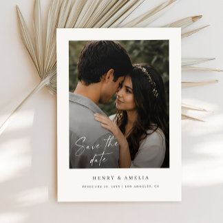 Reserve A Data Casamento de Foto com Letra Simples Moderna e Eleg