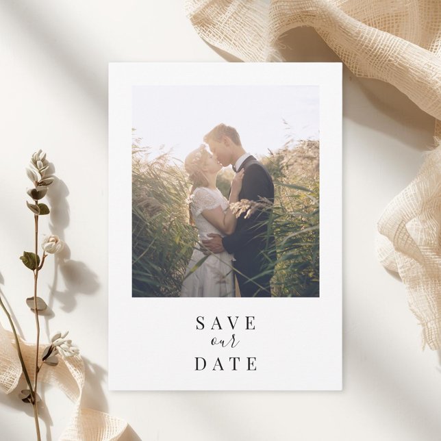 Reserve A Data Casamento de Foto com Moldura Branca Clássica (Criador carregado)