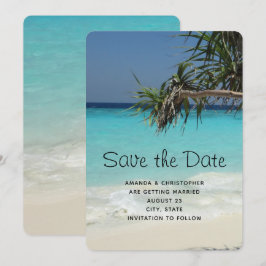 Reserve A Data Casamento de Foto da Cena de Praia do Oceano Azul 