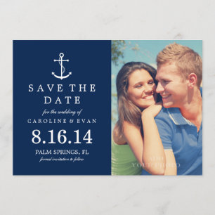 Reserve A Data Casamento de Foto de Âncora Azul Salve a Data