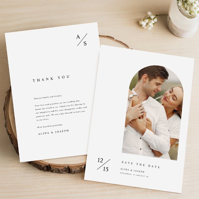 Reserve A Data Casamento de Foto de Arco Moderno Elegante Simples (Criador carregado)
