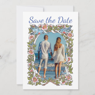 Reserve A Data Casamento de Foto de Aves Florais Pastel Wildflowe