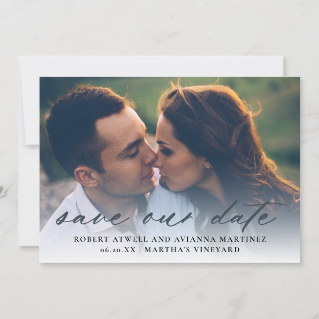 Reserve A Data Casamento de Foto de Texto de Cinza de Carvões Esc (Frente)