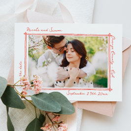 Reserve A Data Casamento de Foto Desenhado com Quadro Whimsical