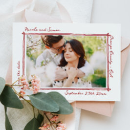 Reserve A Data Casamento de Foto Desenhado com Quadro Whimsical