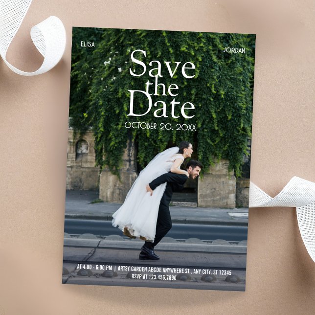 Reserve A Data Casamento de foto divertida moderna  (Criador carregado)