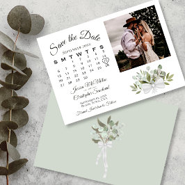 Reserve A Data Casamento de Foto do Calendário Rustic Eucalyptus 