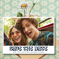 Casamento de Foto do Código QR do Groovy Retro