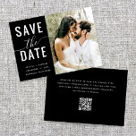 Reserve A Data Casamento de Foto do Código QR Mínimo Preto Elegan<br><div class="desc">O moderno casamento com fotos de código QR mínimo preto, elegante, salvar o convite de data é um convite único e contemporâneo que combina a tecnologia moderna com o design clássico. O convite apresenta um fundo preto elegante, que lhe dá um aspecto elegante e sofisticado. O design minimalista acrescenta um...</div>