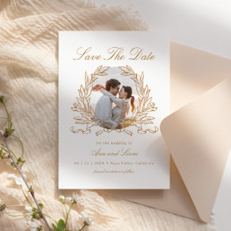 Reserve A Data Casamento De Foto Do Frio Botânico Elegante