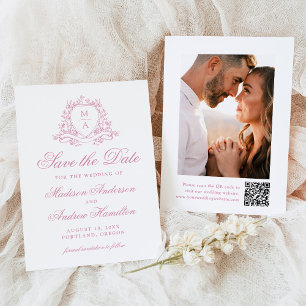 Reserve A Data Casamento de Foto do Monograma do Rosa Quartz Cres