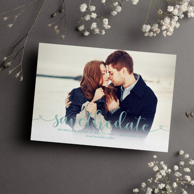 Reserve A Data Casamento de Foto do Script Aqua Salvar a Data (Criador carregado)
