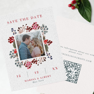Reserve A Data Casamento de Foto e Código QR do Red & Marinho Win