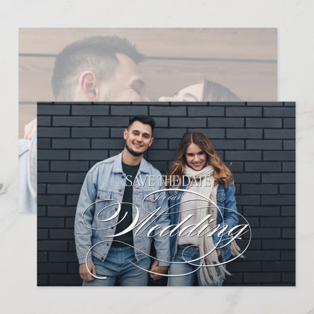 Reserve A Data Casamento de Foto Elegante (Frente/Verso)