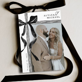 Reserve A Data Casamento de Foto Elegante Arco Preto e Branco Mod