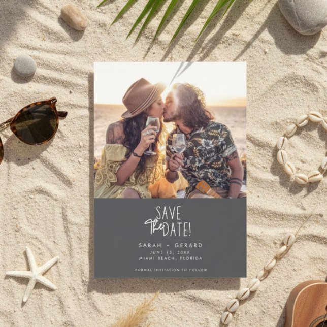 Reserve A Data Casamento de Foto Elegante Simples Salve a Data (Simple Elegant Photo Wedding Save the Date)