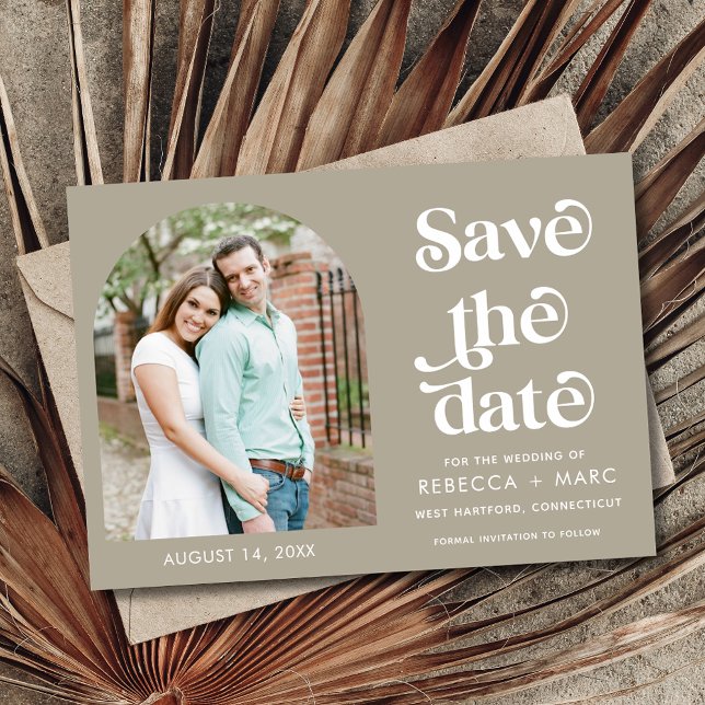 Reserve A Data Casamento de Foto em Arch Moderno Salve a Data (Modern Arch Photo Wedding Save the Date)