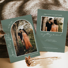 Reserve A Data Casamento de Foto em Arch Simples Verde