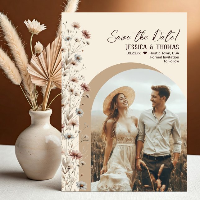 Reserve A Data Casamento de Foto em Arco Rustic Boho Chic Wildflo (Criador carregado)