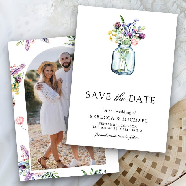 Reserve A Data Casamento de Foto em Pote de Pedra de Flores Silve (Criador carregado)