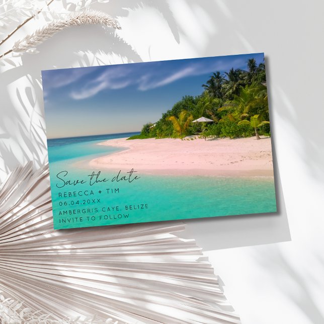 Reserve A Data Casamento de Foto em Praia de Orçamento Salve a Da (Budget Beach Photo Wedding Save the Date)
