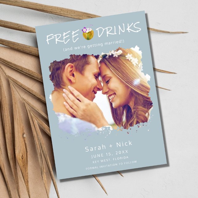 Reserve A Data Casamento de Foto em Praia Moderna Salve a Data (Modern Beach Photo Wedding Save the Date)