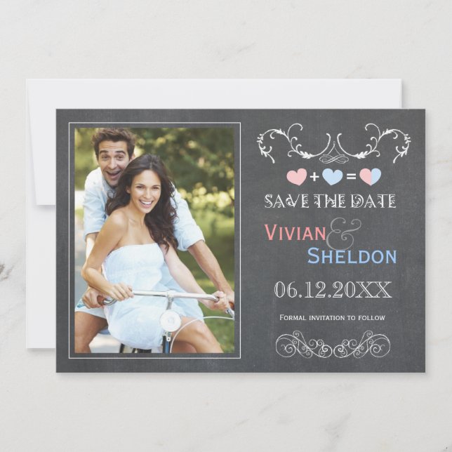 Reserve A Data Casamento de Foto em Quadro de Chalkagem Bastante  (Frente)
