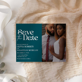 Reserve A Data Casamento de Foto em Teal Moderno
