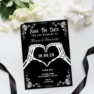 Reserve A Data Casamento de foto esqueleto gótico preto e branco