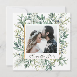 Reserve A Data Casamento de Foto Eucalyptus Elegante Winter Everg