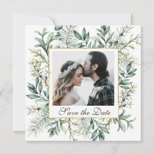 Reserve A Data Casamento de Foto Eucalyptus Elegante Winter Everg